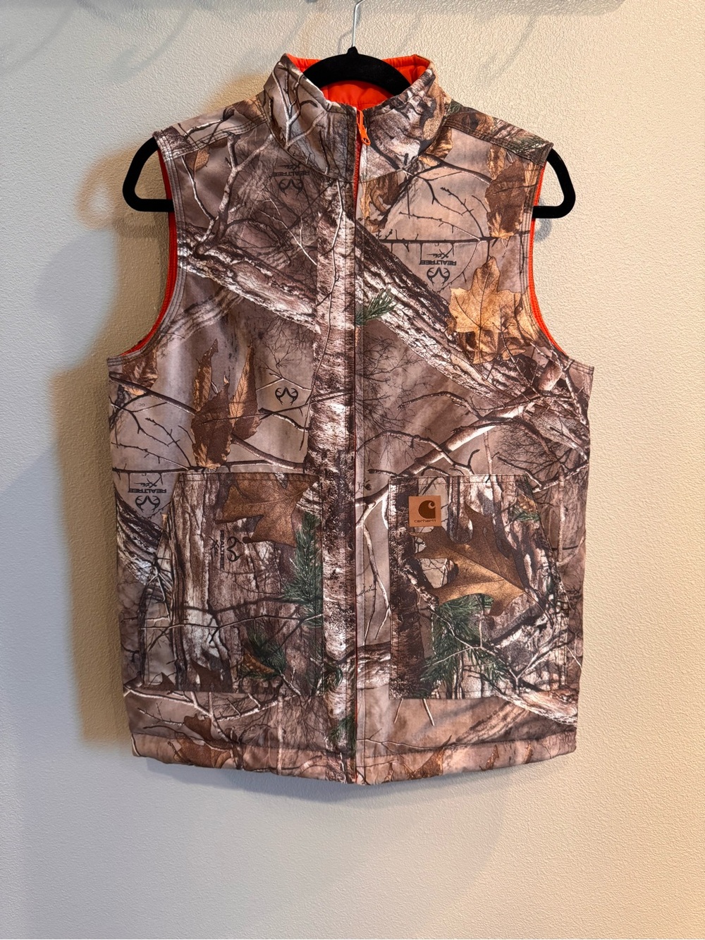 Carhartt Kids Realtree Reversible Camo Vest with Hunter Orange Side
